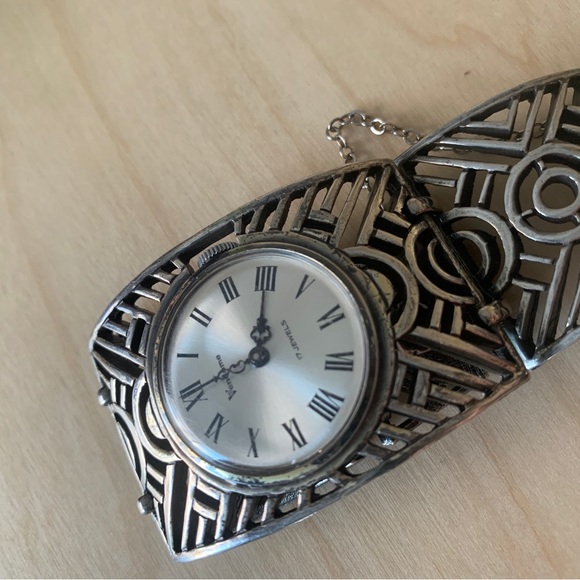 Vendôme 17 Jewels Watch Silver Tone Mechanical Watch Safety Chain Ladies Vintage - Picture 7 of 8